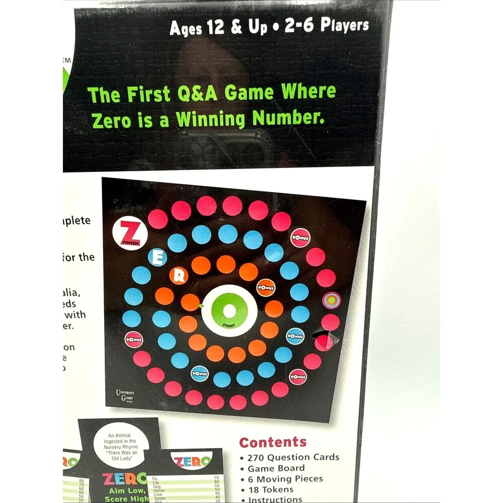 Zero - Fun New Question and Answer Board Game w/Tokens and Moving Pieces NIB